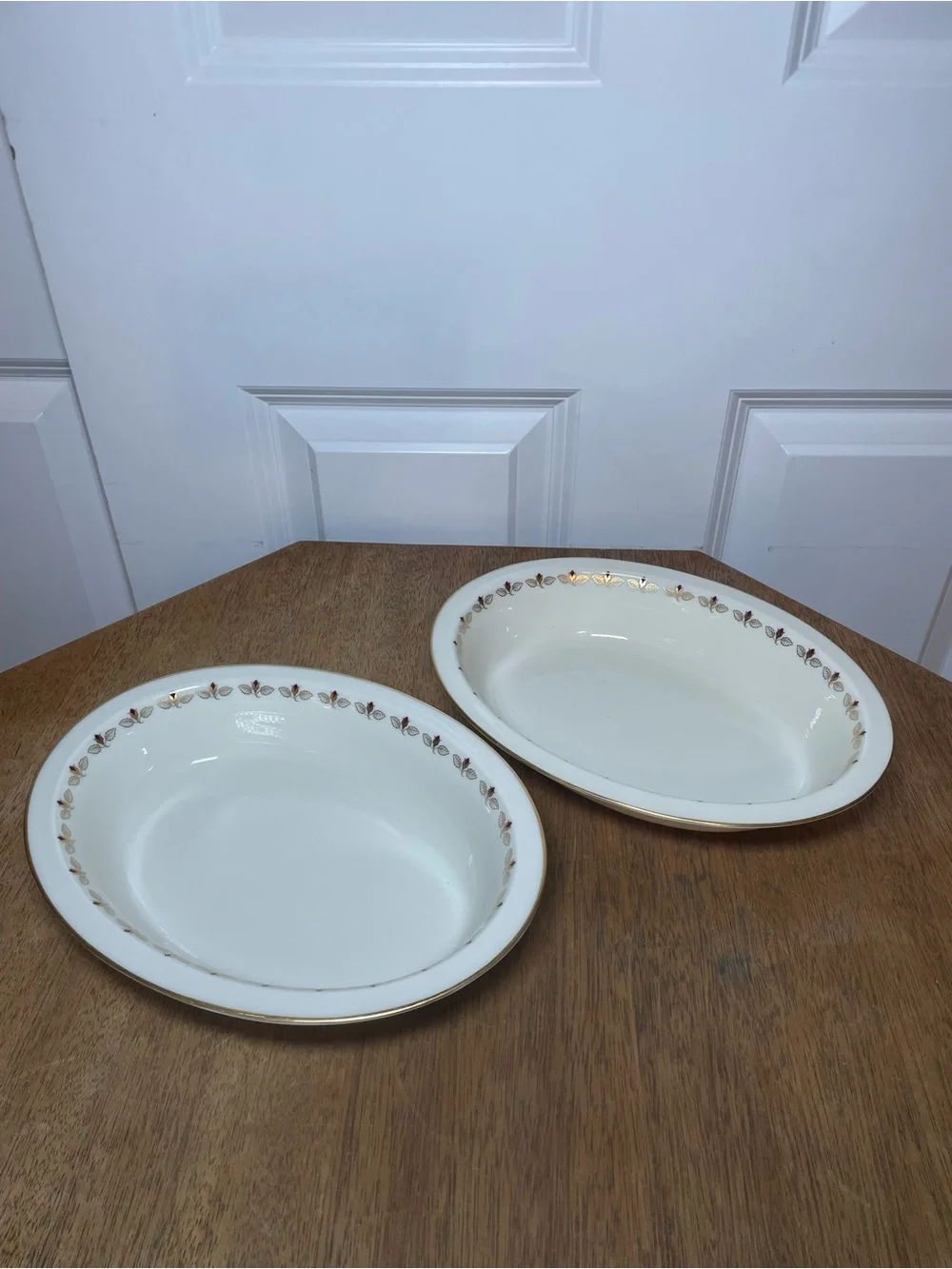 Vintage Lenox Romance Oval Serving Bowls Rosebud Gold Trim Set of 2